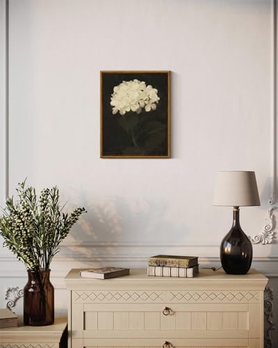 InSimSea Framed Canvas Wall Art, White Hydrangea Oil Painting Canvas Prints, Bedroom Bathroom Wall Art Kitchen Office Wall Decor 8x10in - color: White Hydrangea, size: 10"L x 8"W