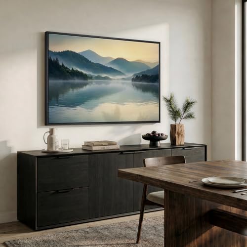 Framed Nature Mountain Lake Landscape Wall Art for Living Room, 24x36 Inch - color: Blue, size: 36"L x 24"W