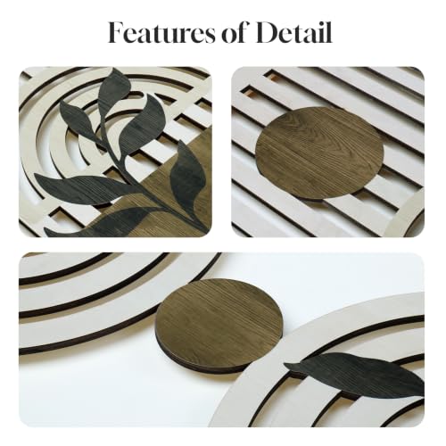 Large Framed Boho Cutout Carved Wood Wall Art for Living Room, 24x36 Inch - color: Olive Green
