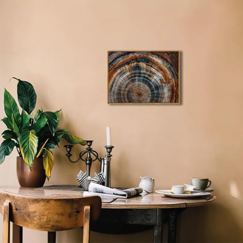 BingruiArt Faux Wood Tree Ring 04 Canvas Wall Art 12x16 Framed - color: Tree Ring - 02, size: 36"L x 24"W