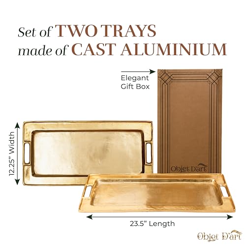 Objet D'Art Beaufort Rectangular Gold Bar Tray, Set of 2 - color: Beaufort
