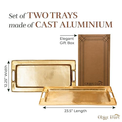 Objet D'Art Beaufort Rectangular Gold Bar Tray, Set of 2 - color: Beaufort