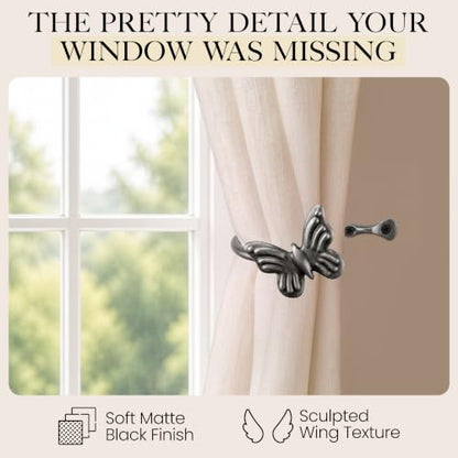 RTZEN Metal Curtain Tiebacks, Drapery Holders for Wall, 2 Pcs - size: Medium, style: Butterfly - BZ