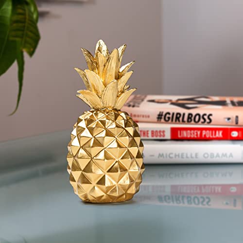 BRABUD Resin Pineapple Statue, Gold Modern Luxury Tabletop Decor, 7.8in (H) - color: Gold