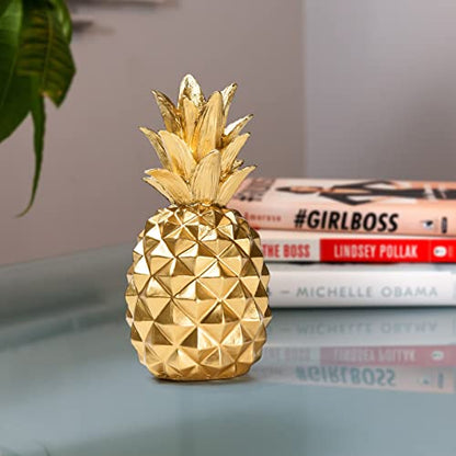 BRABUD Resin Pineapple Statue, Gold Modern Luxury Tabletop Decor, 7.8in (H) - color: Gold