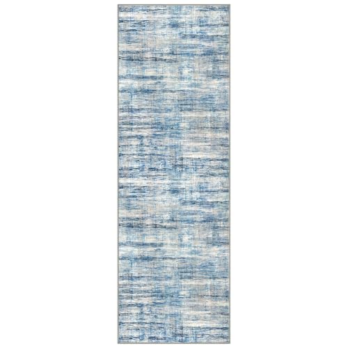 KOZYFLY 3x8 Runner Rug for Hallway Modern Washable Kitchen Rug Blue Beige - color: Blue Beige, size: 3' x 8' (Runner)