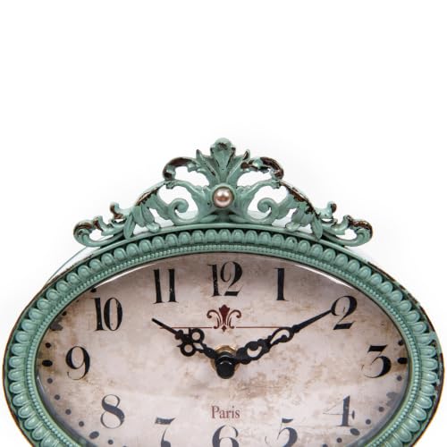 Creative Co-Op Decorative Antiqued Pewter Mantel Clock, Aqua Blue Finish - color: Aqua Blue