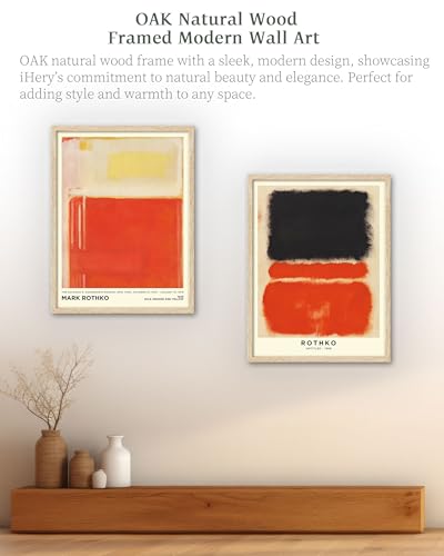 iHery 16x20in Natural OAK Wood Framed Black Orange Abstract Wall Art - color: OAK Framed Rothko 1968, size: 20"L x 16"W