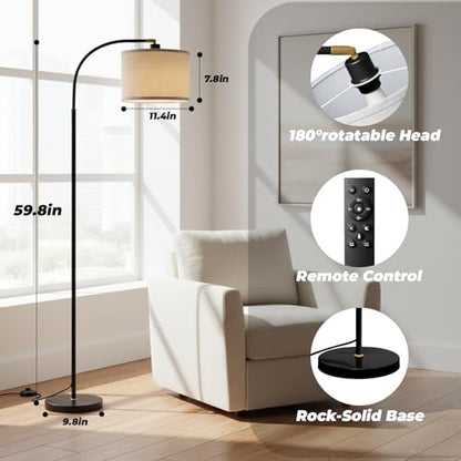 LALISU Arc Floor Lamps Modern Standing Remote Floor Lamp for Living Room - color: Black