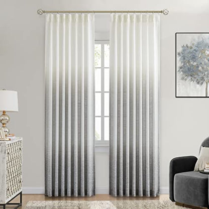 Ombre Pinch Pleated Semi Sheer Curtain, 40"Wx108"Lx2, Cream White to Grey - color: Grey/Pinch Pleat, size: 40"W x 108"L (Pack of 2)