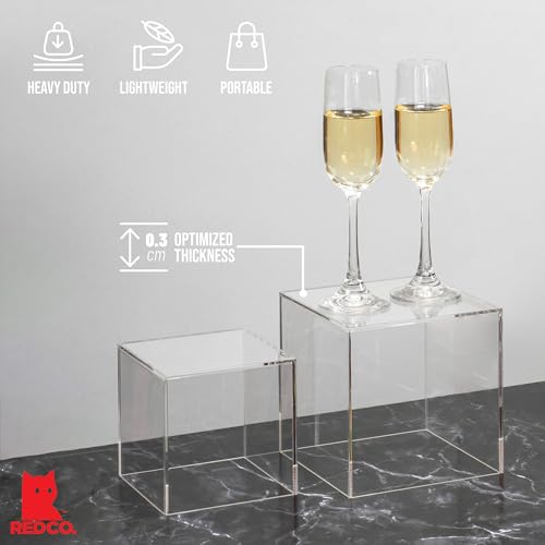 Red Co. Set of 3 Crystal Clear Acrylic Cube Display Nesting Riser Stands with Hollow Bottoms | Transparent - 2-Pack - color: Clear, size: 4",5",6" - 2 Pack