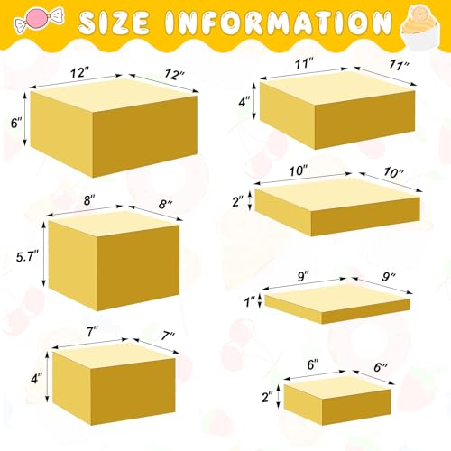 Leinuosen 7 Pcs Large Acrylic Buffet Risers, 6-12" Square, Gold - color: Gold, size: 6" to 12", style: Square