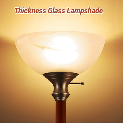 EJIAXIN 72" Wood Torchiere Floor Lamp with Glass Shade Nikel Standing Lamp - color: Brushed Nikel