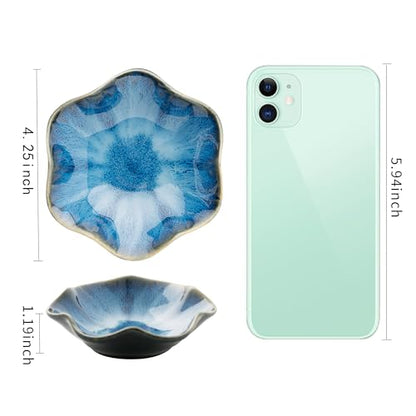 BEUNAIZER Jewelry Dish Tray, Ring Dish, Ceramic Trinket Tray, Key Bowl - color: Starry Blue