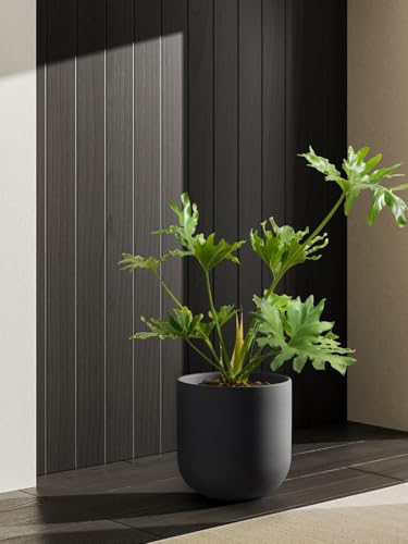 LE TAUCI 10 Inch Plant Pot, Ceramic Pots for Plants, Charcoal Gray - color: Charcoal Gray, size: 10"