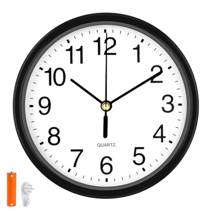 Silent Wall Clock Non Ticking, 6 Inch Wall Clocks Battery Operated, Small Analog Clock for Bedroom Home Office Kitchen Bathroom School, Easy to Read(Black) - color: Black