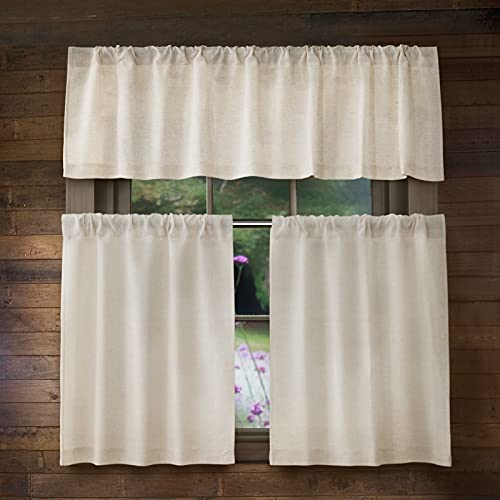 Valea Home Linen Kitchen Curtains 45 Inch Length Rustic Farmhouse Crude Short Cafe Curtains Rod Pocket Tiers for Small Window Bathroom Basement, Natural, 2 Panels - size: 26"W x 45"L (Pack of 2)