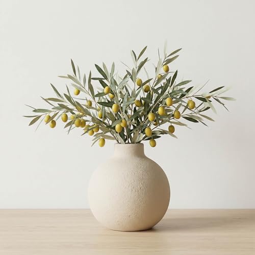 Ceramic Flower Vase, 5.1 inch, Farmhouse Rustic Style, Decorative Pottery Terracotta for Home Decor, Table, Mantle, Fireplace, Living Room, Bathroom, Wedding Centerpiece