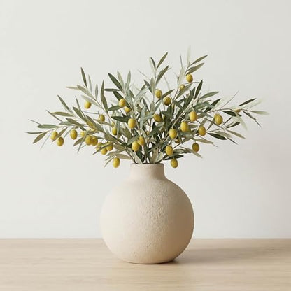 Ceramic Flower Vase, 5.1 inch, Farmhouse Rustic Style, Decorative Pottery Terracotta for Home Decor, Table, Mantle, Fireplace, Living Room, Bathroom, Wedding Centerpiece
