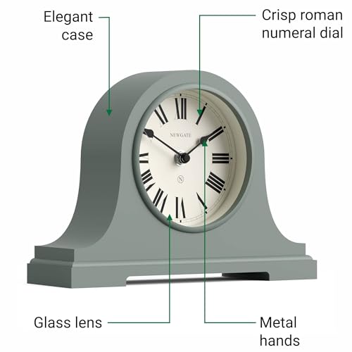 NEWGATE® Broadway Mantel Clock | Classic Napoleon’s hat Design | Asparagus Green | Roman Numerals | Traditional Style for Desk, Table top, Shelf or Bedside - color: Asparagus Green