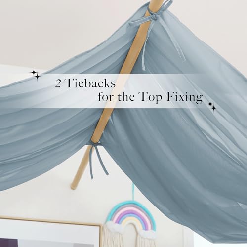 NICETOWN Stone Blue Kids Bed Canopy for Bedroom - Decorative Soft Voile Sheer Window Scarf DIY Ascot Top Bed Scarf for Kids Room, W114 x L160, 1 Panel - color: Stone Blue, size: 114"W x 160"L (Pack of 1)