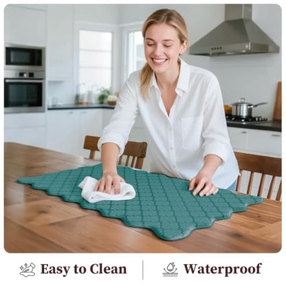 Arenarug Upgrade Scalloped Kitchen Mats Rugs 2PC, Spruce Green - color: Basic Solid- Spruce Green, size: 17.3"x30"+17.3"x47"
