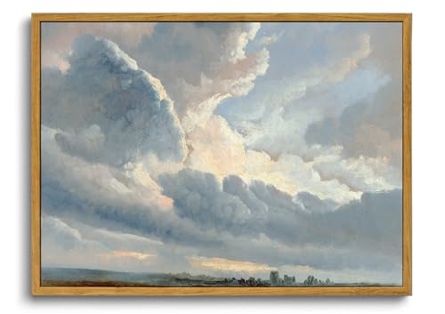 OIQArtOIQ Vintage Landscape Canvas Wall Art Framed Natural Scenery Painting Artwork Prints France Country Wilderness Farmhouse Decor Pictures Kitchen Bedroom Living Room Bathroom - color: Cloud, size: 8x10 in