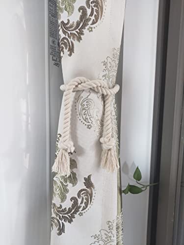 8 Pack Curtain Ties, Outdoor Curtain Tiebacks, Natural Cotton Curtain Holders, Village Rural Rustic Curtain Holdbacks, Nautical Curtain TieBacks Rope for Patio Drapery Pergola Drapes, Beige - color: Beige Rope 8 Pack