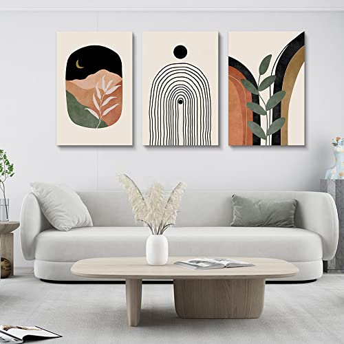 Boho Wall Art Set of 3, Mid Century Modern Canvas Wall Painting, Neutral Abstract Geometric Prints for Bedroom, Bathroom, Living Room, Office - color: Boho Prints-2, size: 20x30inchx3pcs