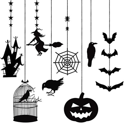 Halloween Witch Party Decorations Black Hanging Banner Garland Decorations