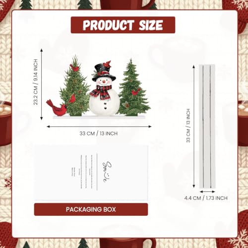 Smile Christmas Tabletop Decor Snowman Pine Tree Red Cardinal Bird Winter Farmhouse Wooden Centerpiece Sign - style: Tree Bird