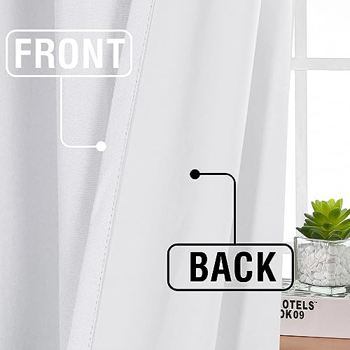 H.VERSAILTEX White 100% Blackout Faux Linen Window Curtain Panels Heat and Full Light Blocking Drapes for Nursery, Back Tab 84 inches Thermal Insulated Draperies 52 inches Wide Each Panel, 2 PCs - color: White, size: 52"W x 84"L (Pack of 2)