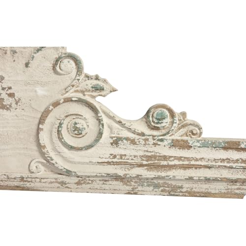 SOFE 33" Handmade Distressed White Finish Wooden Scroll Over The Door Decor