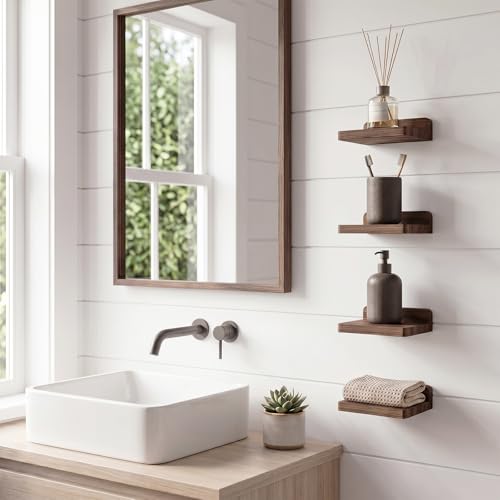 Fixwal Small Floating Shelves for Wall (Dark Carbonized, Set of 4, 5 Inch) - color: Dark Carbonized Black, size: 5 inches