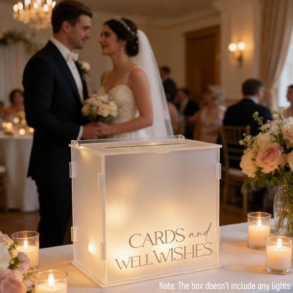 Frosted Acrylic Wedding Card Box, Elegant Matte Gift Card Holder with Slot for Cash Gifts Envelopes, Decorative Table Decor for Wedding Reception Birthday Baby Shower & Graduation Party - style: Frosted