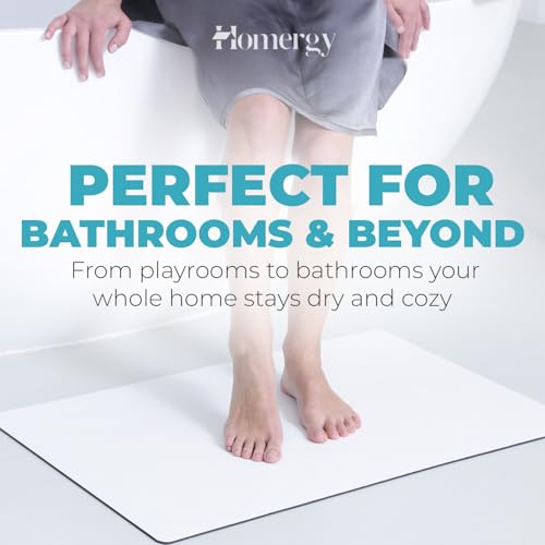 Homergy Bath Mat for Bathroom Non Slip, Quick Dry, 16x24 in, White - color: White, size: 16" x 24"
