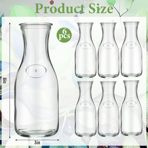 6 Pcs Milk Bottle Flower Vases 8" Glass Vintage Bottles,Clear