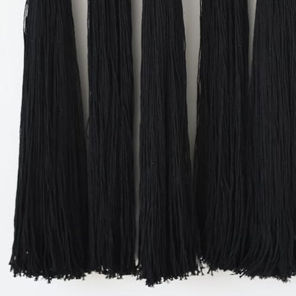 Macrame Wall Hanging Black Spherical Tassel Geometric Wall Art 15.7"W*39"L - color: Black1