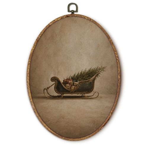 Yorhifa Vintage Moody Christmas Sleigh Framed Wall Art 8.5x11.5in - color: Sleigh