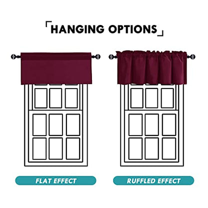 JIUZHEN Burgundy Valance Curtains for Window 1 Panel, 60 x 18 Inches - color: Burgundy, size: 60"W x 18"L (Pack of 1)