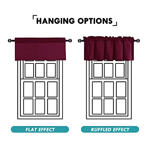 JIUZHEN Burgundy Valance Curtains for Window 1 Panel, 42 x 18 Inches - color: Burgundy, size: 42"W x 18"L (Pack of 1)