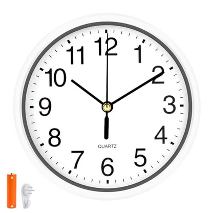 Silent Wall Clock Non Ticking, 6 Inch Wall Clocks Battery Operated, Small Analog Clock for Bedroom Home Office Kitchen Bathroom School, Easy to Read(White) - color: White