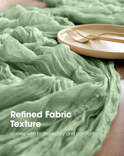 Pureegg 4 Pack Cheesecloth Table Runner 120 Inch Sage Green - color: Sage Green, size: 120" - 4 Packs