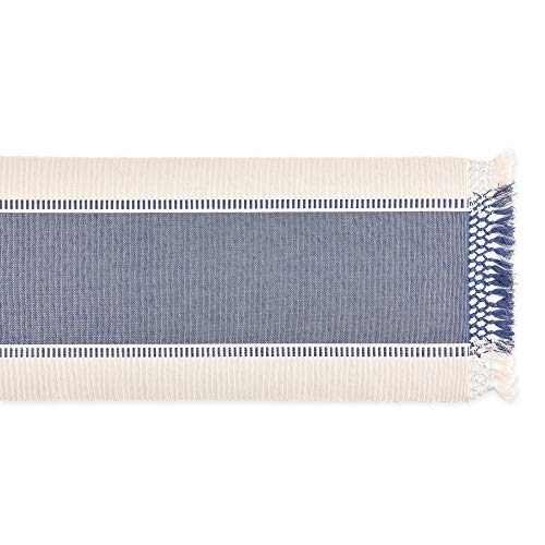 DII Dobby Stripe Table Runner, 13x108, French Blue & Cream Background - color: French Blue, size: 13x108"