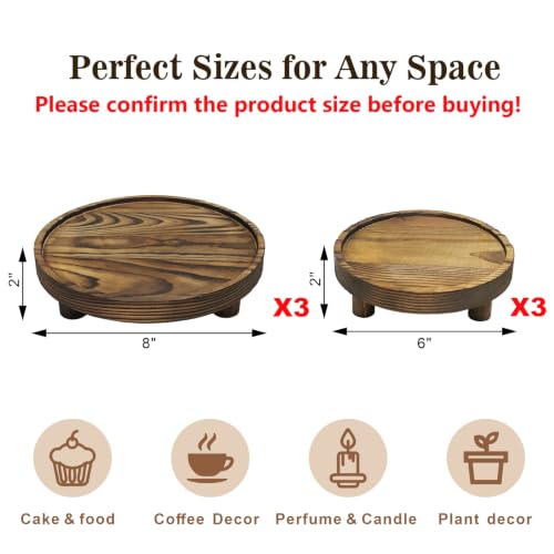 6 PCS 6/8 Inch Wood Risers Display Stands,Round Mini Tray Stand - size: 6/8 in