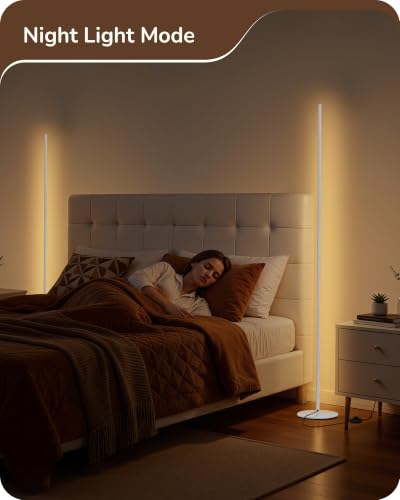 EDISHINE 2 Pack 57.5” Floor Lamps with Remote, Stepless Dimmable & 7 CCT - color: White