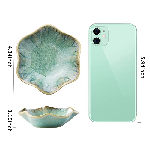 BEUNAIZER Jewelry Dish Tray, Ring Dish, Ceramic Trinket Tray, Key Bowl - color: Emerald Green