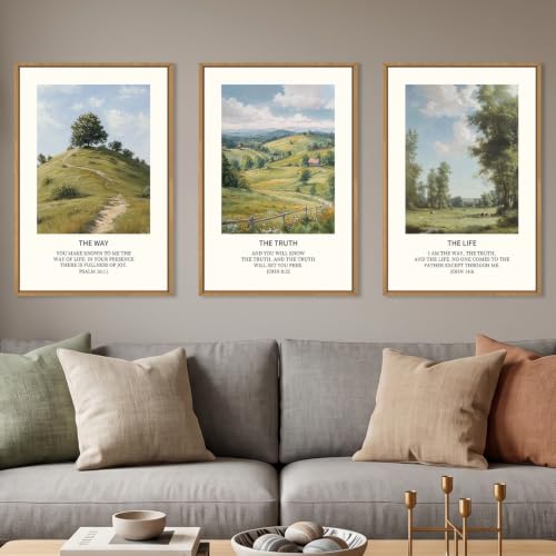 Large Christian Bible Framed Canvas Wall Art Set,Jesus Verse Vintage Wall Decor,Nature Scripture Landspaces Art Prints,Religious Artwork for Living Room,Dining Room,Farmhouse-24 x36 x3 - color: Bible Verse Canvas Wall Art, size: 36"L x 24"W