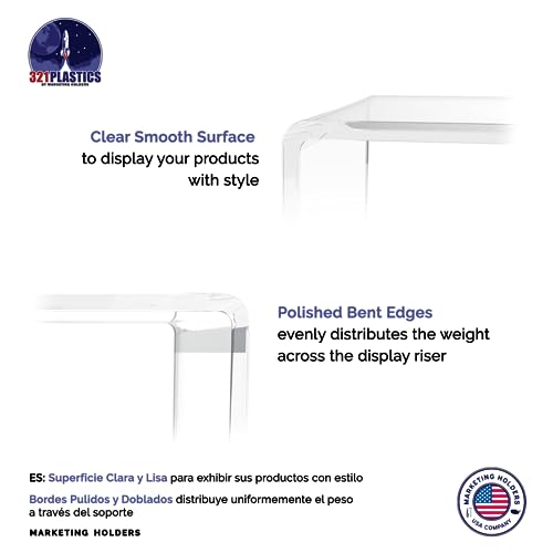 Marketing Holders 2 Pack Clear Acrylic Riser Display Stand 11 Wide x 4.5 Deep Merchandising Showcase Fixture Retail Stores and Boutiques Throne Small Figurines and Products Platform - size: 11"W x 4.5"D x 4"H