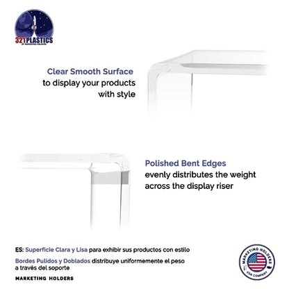 Marketing Holders 2 Pack Clear Acrylic Riser Display Stand 11 Wide x 4.5 Deep Merchandising Showcase Fixture Retail Stores and Boutiques Throne Small Figurines and Products Platform - size: 11"W x 4.5"D x 4"H